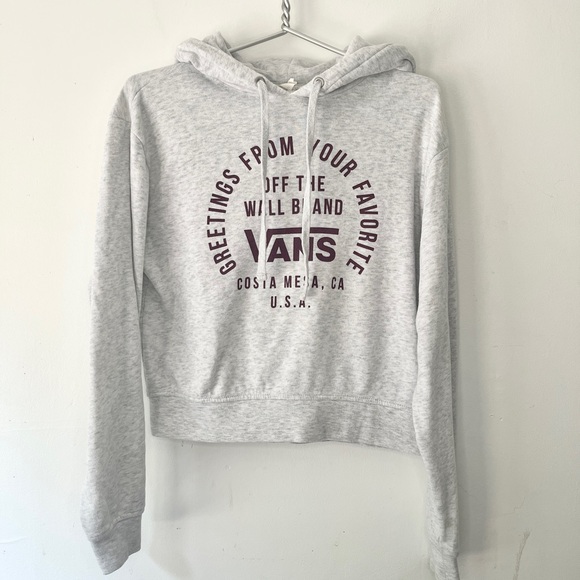 Vans Off The Wall Gray and Maroon Logo Cropped Hoodie Size XS - Picture 1 of 7